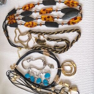 🍀M33 Fashion Necklaces and bracelets - Goldtones, black & tortoise shell